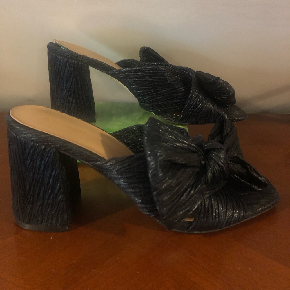 Abound Shimmery Black Knot-Front Block Heel Mules